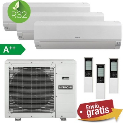 Aire Acondicionado Multisplit 3x1 Hitachi Mokai RAK-25RPE + RAK-35RPE + RAK-50RPE + RAM-90NP5E