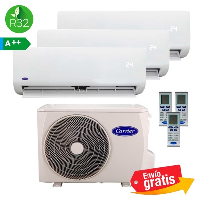 Aire Acondicionado Multisplit 3x1 Carrier 38QUS027D8S2 + 3 unidades interiores 42QHG009D8S