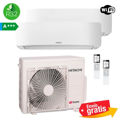 Aire acondicionado 2x1 Hitachi AirHome RAM43N2HAE + 2 unidades interiores RAK-DJ25RHAE